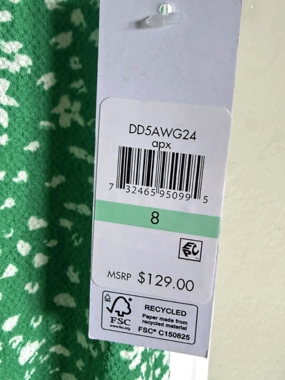 DKNY Women's Floral Print Ruched Front 3/4 Sleeve Green Midi Dress Size 8 NWT - Picture 10 of 15